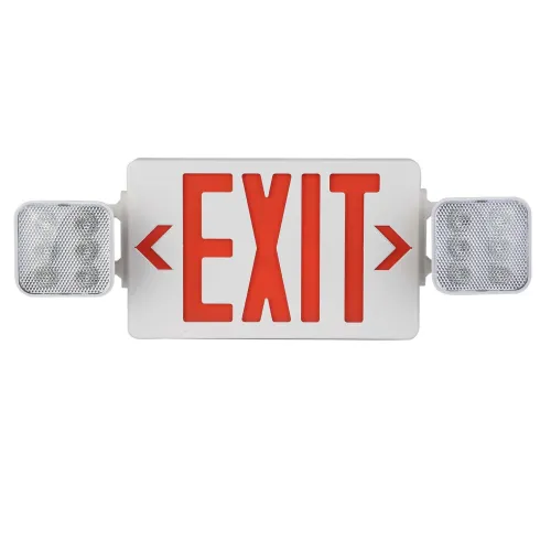 Red Combo LED Emergency Exit Sign-Adjustable Light Heads | LS-ES082A