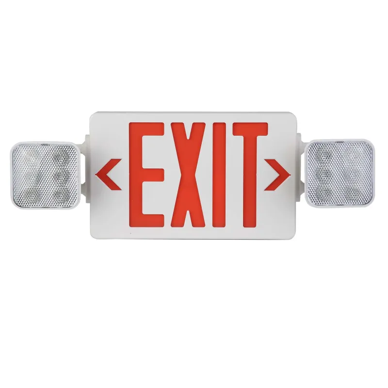 Red Combo LED Emergency Exit Sign-Adjustable Light Heads | LS-ES082A