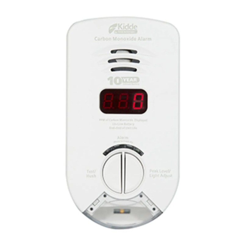 Worry-Free Hallway Plug-in Carbon Monoxide Alarm with Sealed Lithium Battery Backup, Digital Display, and Escape/Night Light KN-COP-DP-10YH