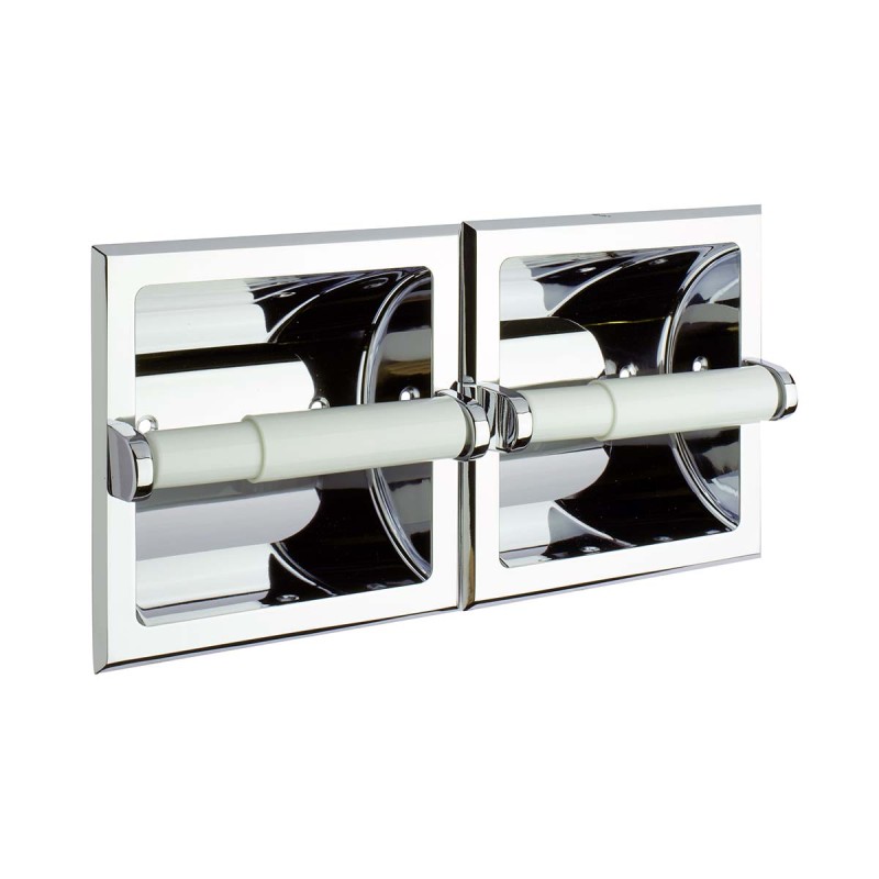 Twin Recessed Paper Roll Holder - Stainless Steel