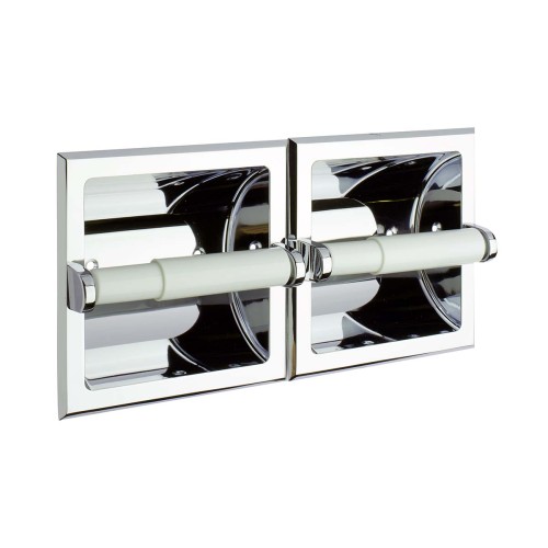 Twin Recessed Paper Roll Holder - Polished Chrome