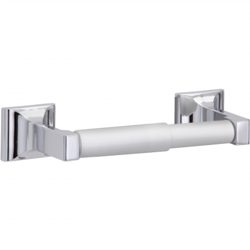 Paper Holder with Chrome Plated Plastic Roller with Spring Tension - Satin Stainless Steel