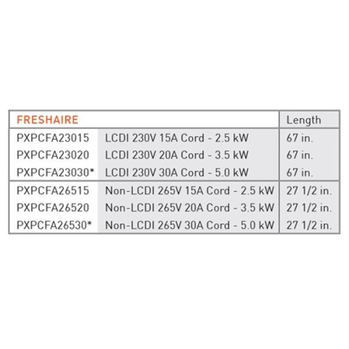 PTAC FreshAire Power Cords, Model #:PXPCFA23015