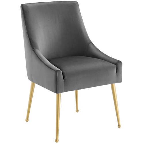 Discern Upholstered Performance Velvet Dining Chair in Gray