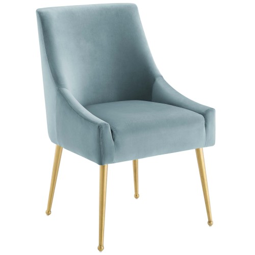 Discern Upholstered Performance Velvet Dining Chair in Light Blue