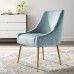 Discern Upholstered Performance Velvet Dining Chair in Light Blue