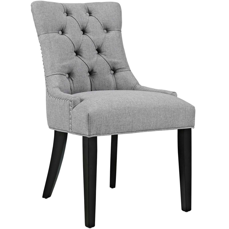 Regent Tufted Fabric Dining Side Chair in Light Gray