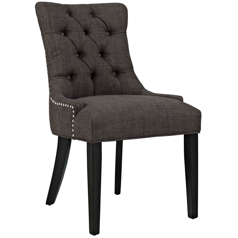 Regent Tufted Fabric Dining Side Chair in Brown