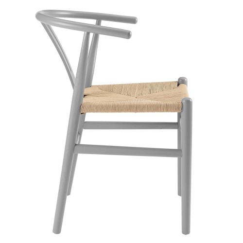 Amish Dining Wood Side Chair in Light Gray