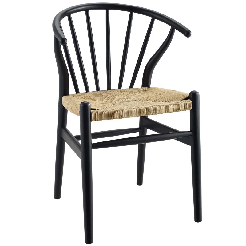 Flourish Spindle Wood Dining Side Chair in Black