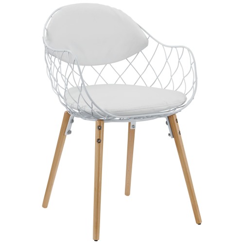 Basket Dining Metal Armchair in White White