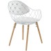 Basket Dining Metal Armchair in White White