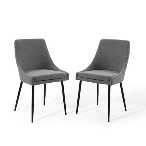 Viscount Upholstered Fabric Dining Chairs - Set of 2 in Black Charcoal