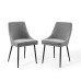 Viscount Upholstered Fabric Dining Chairs - Set of 2 in Black Light Gray