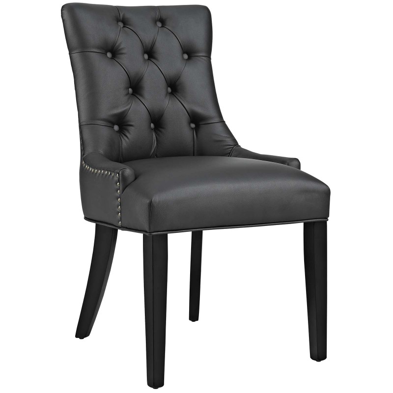 Regent Tufted Faux Leather Dining Chair in Black