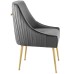 Discern Pleated Back Upholstered Performance Velvet Dining Chair in Gray