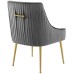 Discern Pleated Back Upholstered Performance Velvet Dining Chair in Gray