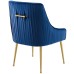 Discern Pleated Back Upholstered Performance Velvet Dining Chair in Navy