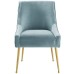 Discern Pleated Back Upholstered Performance Velvet Dining Chair in Light Blue