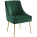 Discern Pleated Back Upholstered Performance Velvet Dining Chair in Green