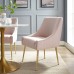 Discern Pleated Back Upholstered Performance Velvet Dining Chair in Pink