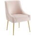 Discern Pleated Back Upholstered Performance Velvet Dining Chair in Pink