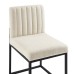 Carriage Channel Tufted Sled Base Upholstered Fabric Dining Chair in Black Beige