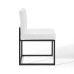 Carriage Channel Tufted Sled Base Upholstered Fabric Dining Chair in Black White