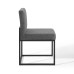 Carriage Channel Tufted Sled Base Upholstered Fabric Dining Chair in Black Charcoal