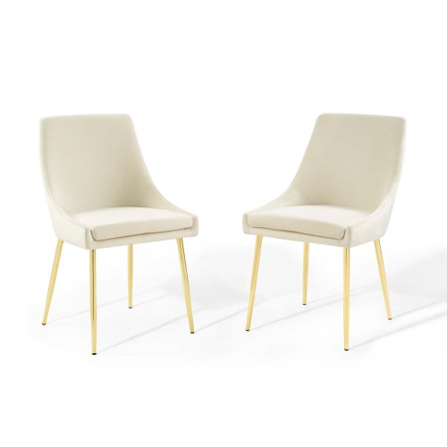 Viscount Performance Velvet Dining Chairs - Set of 2 in Gold Ivory