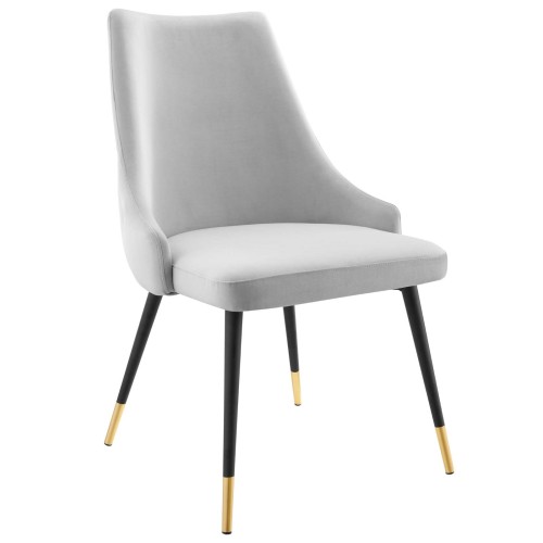 Adorn Tufted Performance Velvet Dining Side Chair in Light Gray