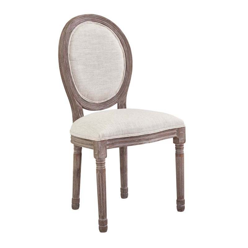 Emanate Vintage French Upholstered Fabric Dining Side Chair in Beige