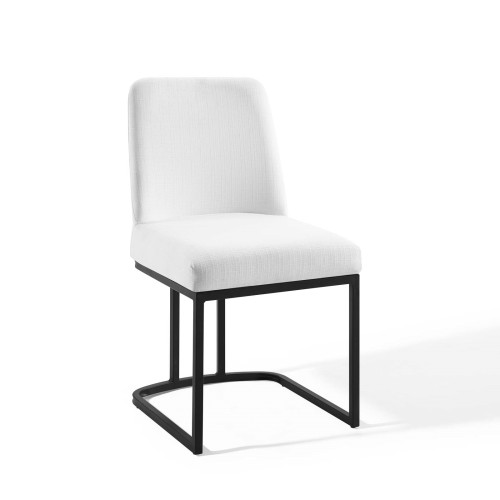 Amplify Sled Base Upholstered Fabric Dining Side Chair in Black White