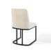 Amplify Sled Base Upholstered Fabric Dining Side Chair in Black Beige