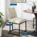 Amplify Sled Base Upholstered Fabric Dining Side Chair in Black Beige