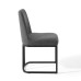 Amplify Sled Base Upholstered Fabric Dining Side Chair in Black Charcoal