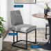 Amplify Sled Base Upholstered Fabric Dining Side Chair in Black Light Gray