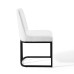 Amplify Sled Base Upholstered Fabric Dining Side Chair in Black White