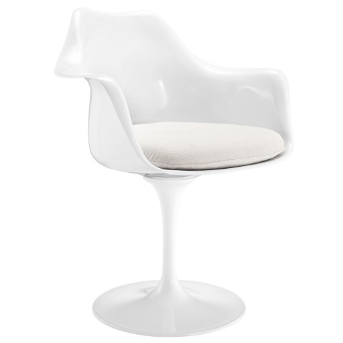 Lippa Dining Fabric Armchair in White