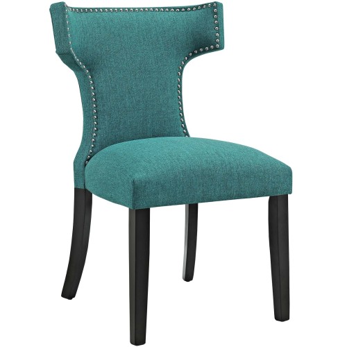 Curve Fabric Dining Chair in Teal