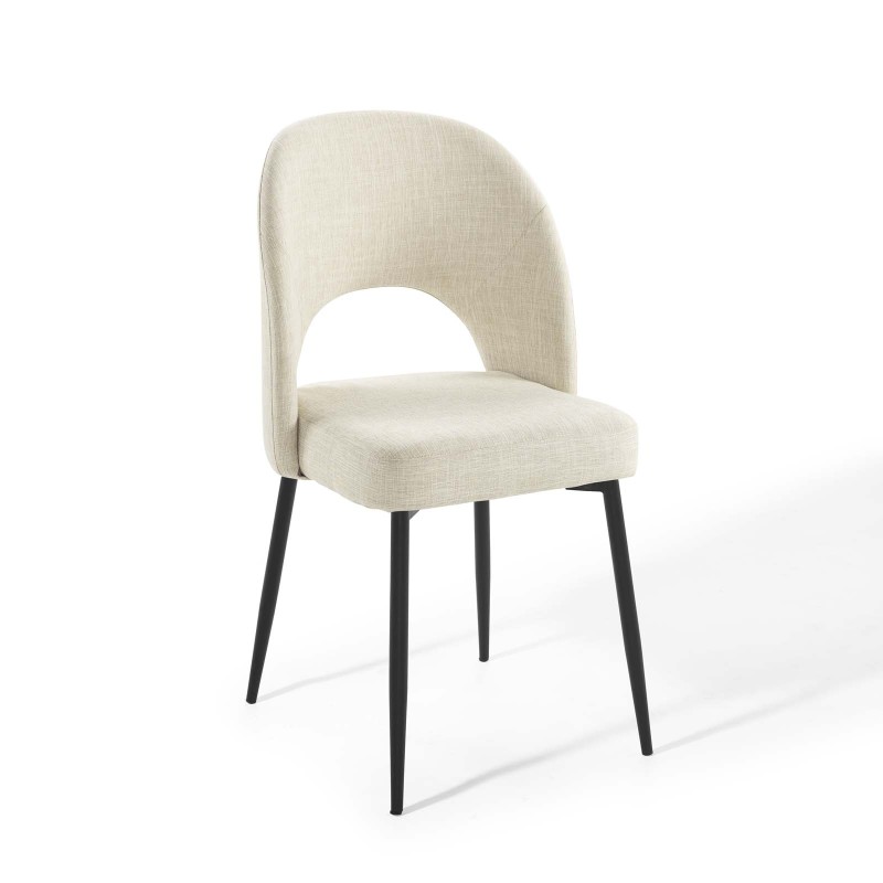 Rouse Upholstered Fabric Dining Side Chair in Black Beige