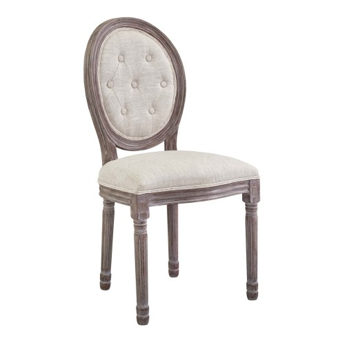 Arise Vintage French Upholstered Fabric Dining Side Chair in Beige