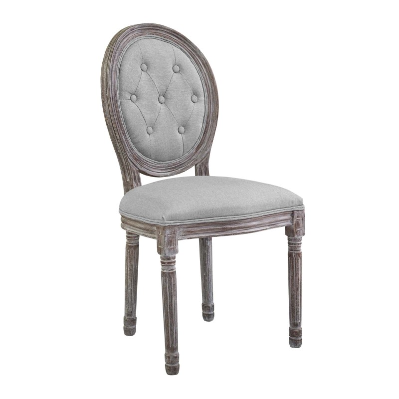 Arise Vintage French Upholstered Fabric Dining Side Chair in Light Gray