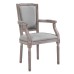 Penchant Vintage French Upholstered Fabric Dining Armchair in Light Gray