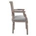 Penchant Vintage French Upholstered Fabric Dining Armchair in Light Gray