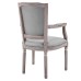 Penchant Vintage French Upholstered Fabric Dining Armchair in Light Gray