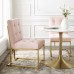 Privy Gold Stainless Steel Performance Velvet Dining Chair in Gold Pink