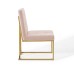 Privy Gold Stainless Steel Performance Velvet Dining Chair in Gold Pink