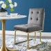 Privy Gold Stainless Steel Performance Velvet Dining Chair in Gold Charcoal