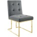 Privy Gold Stainless Steel Performance Velvet Dining Chair in Gold Charcoal